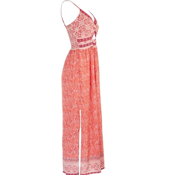 Pink Front Key Hole Cutout Maxi Dress - Picture 3 of 4